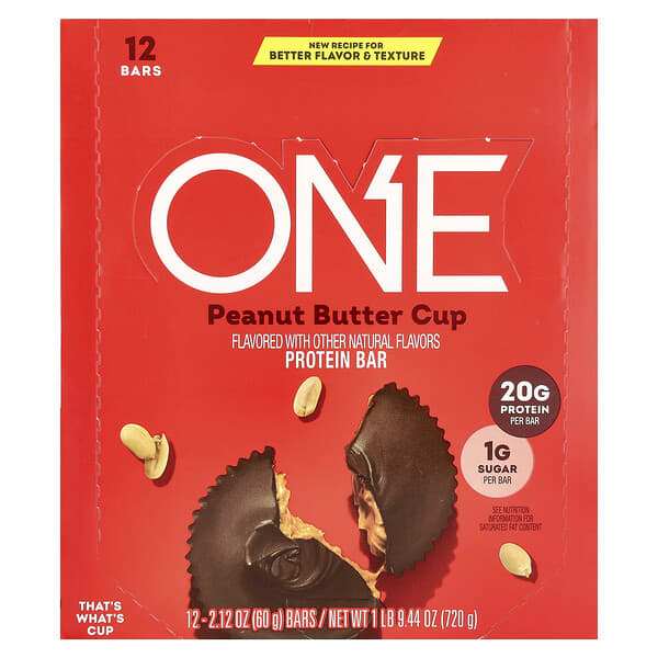 Protein Bar, Peanut Butter Cup, 12 Bars, 2.12 oz (60 g) Each