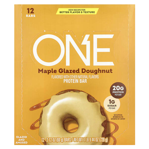 Protein Bar, Maple Glazed Doughnut, 12 Bars, 2.12 oz (60 g) Each