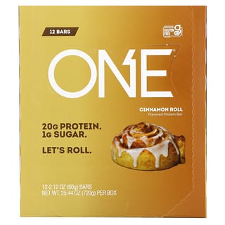 One Brands, ONE Bar, Cinnamon Roll, Proteinriegel, Zimtschnecke, 12 Riegel, je 60 g (2,12 oz.)