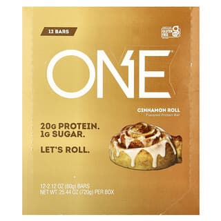 One Brands, Barrita proteica ONE, Rollo de canela, 12 barritas, 60 g (2,12 oz) cada una