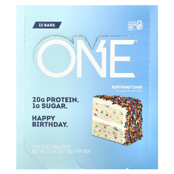 Protein Bar, Birthday Cake, 12 Bars, 2.12 oz (60 g) Each