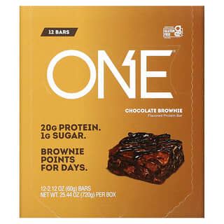 One Brands, Barrita ONE, Brownie de chocolate, 12 barritas, 60 g (2,12 oz) cada una