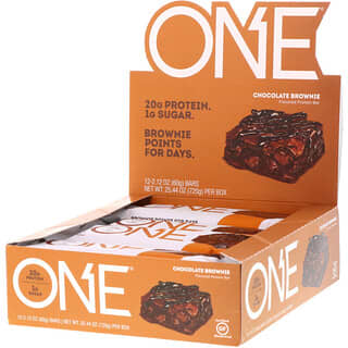 One Brands, UMA Barra, Brownie de Chocolate, 12 Barras, 60 g (2,12 oz) Cada