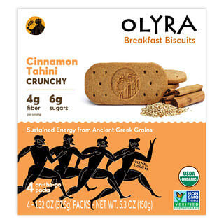 Olyra, Biscuits biologiques pour le petit-déjeuner, Cannelle et tahini, 4 sachets, 37,5 g chacun