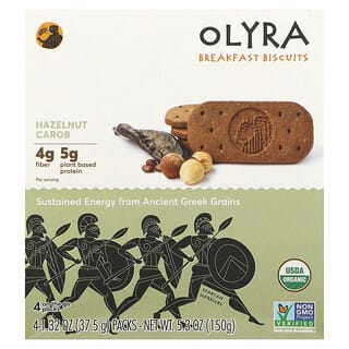 Olyra, Organic Breakfast Biscuits, Hazelnut Carob, 4 Packs 1.32 oz (37.5 g) Each
