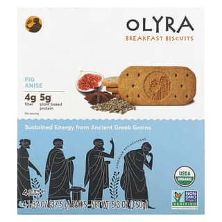 Olyra, Organic Breakfast Biscuits, Bio-Frühstückskekse, Feigenanise, 4 Packungen, je 37,5 g (1,32 oz.).