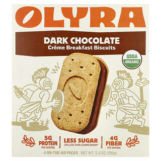 Olyra, Organic Breakfast Biscuits, Dark Chocolate Sandwich, 4 Packs, 37.5 g (1.32 oz) Each