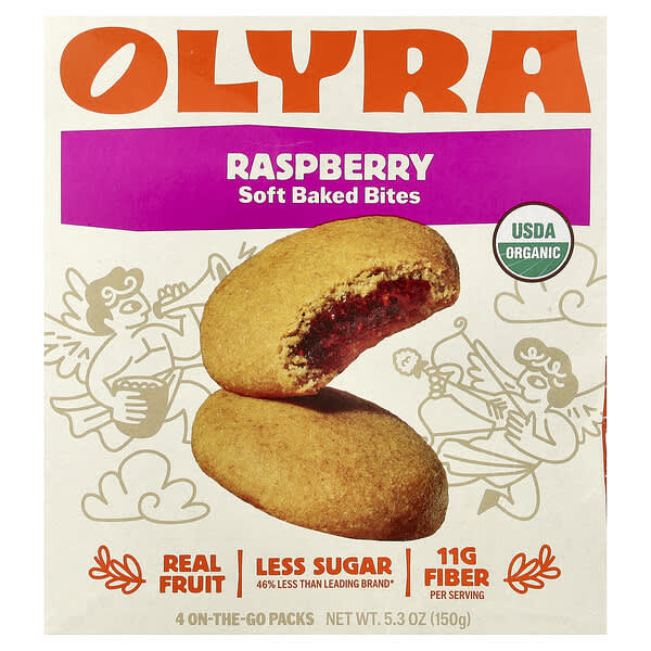 Olyra, Soft Baked Bites, Raspberry, 4 On-The-Go Packs, 1.32 oz (37.5 g) Each — product photo 1