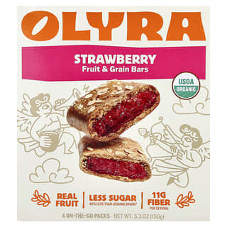 Olyra, Barrinhas de Frutas e Grãos, Morango, 4 Embalagens, 37,5 g (1,32 oz) Cada