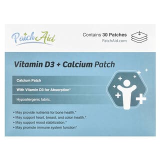 PatchAid, Vitamin D3 + Calcium Patch, Pflaster mit Vitamin D3 und Calcium, 30 Pflaster