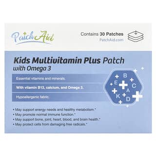 PatchAid, Kids Multivitamin Plus Patch with Omega 3, Multivitamin Plus Pflaster für Kinder mit Omega 3, 30 Pflaster