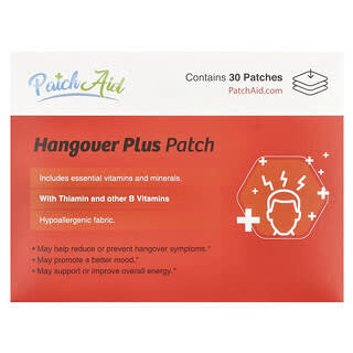 PatchAid, Hangover Plus Patch, Pflaster für Kater, 30 Pflaster