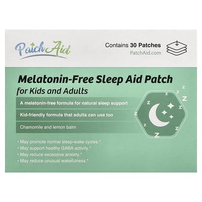 PatchAid, Melatonin-Free Sleep Aid Patches for Kids and Adults, 30 Tablets