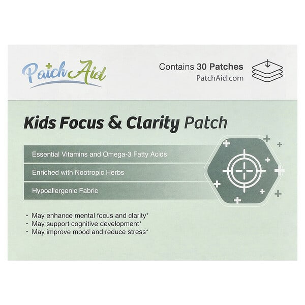 PatchAid, Parches para favorecer la concentración y la claridad para niños, 30 parches