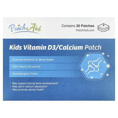 PatchAid, Kids Vitamin D3 / Calcium Patch, 30 Patches