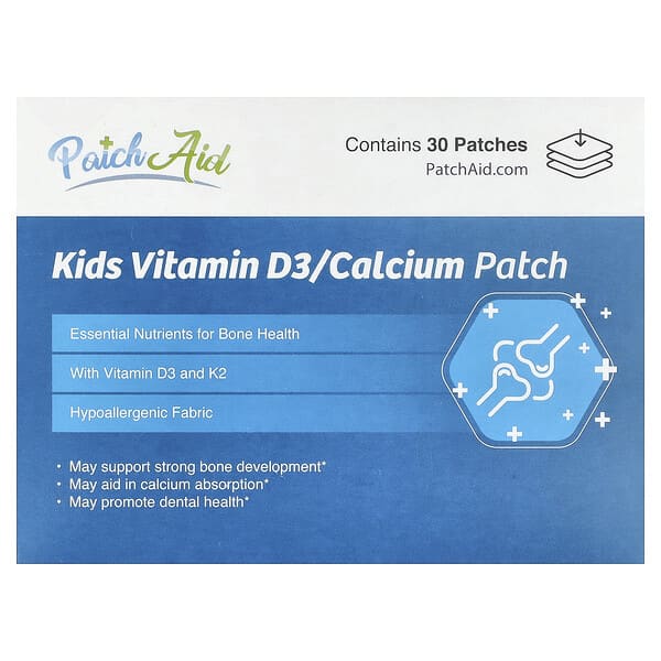 PatchAid, 兒童維生素 D3/鈣貼片，30 片