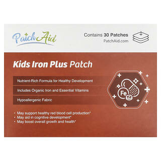 PatchAid, Kids Iron Plus Patch, Eisen-Pflaster für Kinder, 30 Pflaster