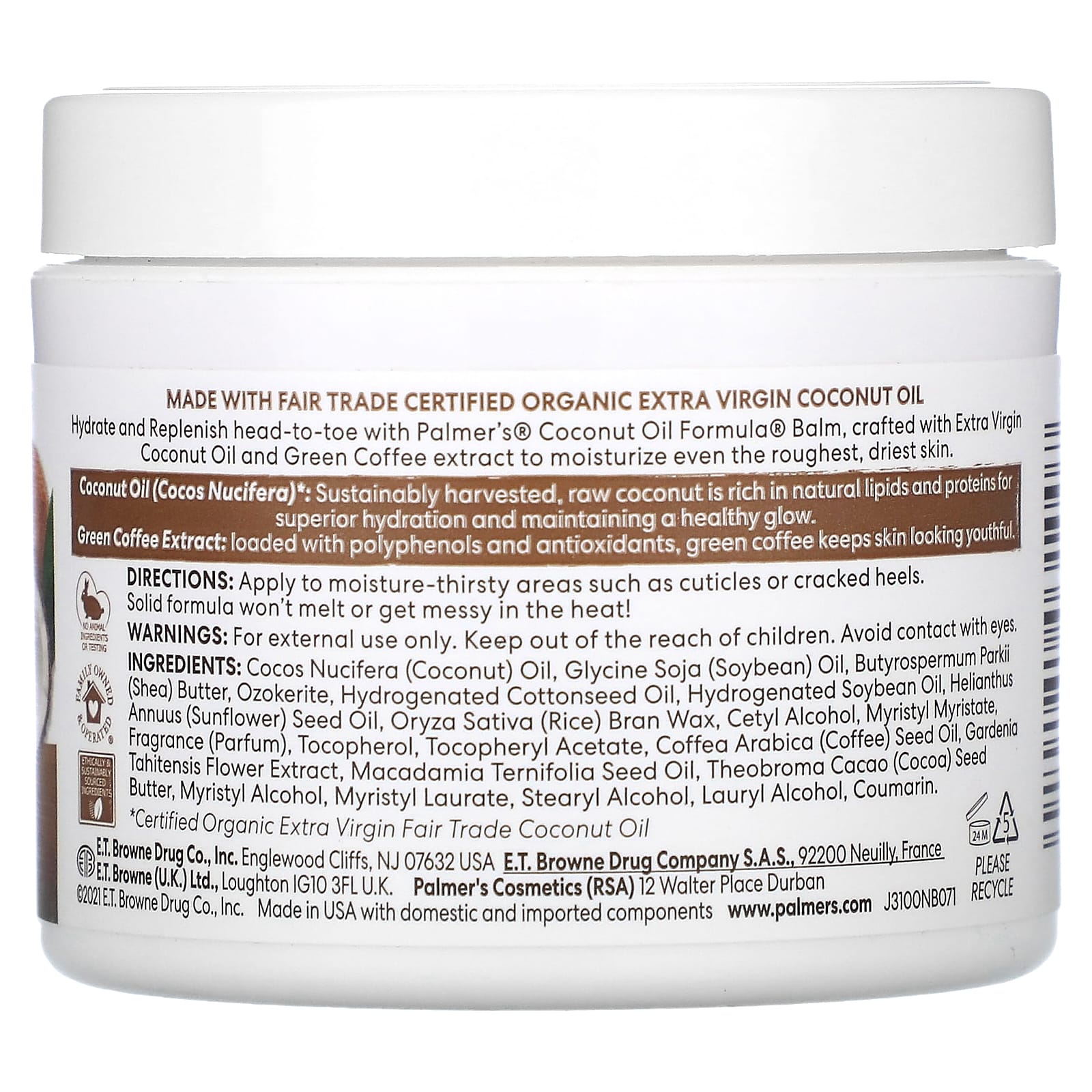 Palmer's, Coconut Oil Formula with Vitamin E, Coconut Hydrate Body Balm ...