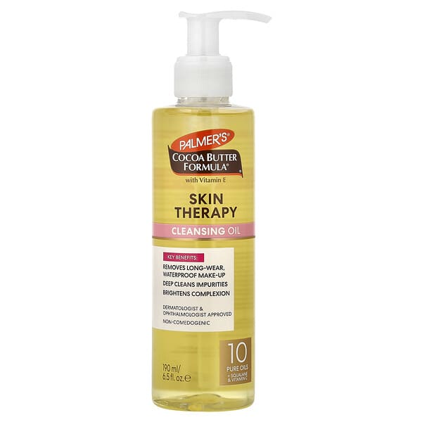 Palmer's, Cocoa Butter Formula® 함유 비타민E, 스킨 테라피 클렌징 오일, 얼굴, 모든 피부 타입에 적합, 천연 로즈힙, 190ml(6.5fl oz)
