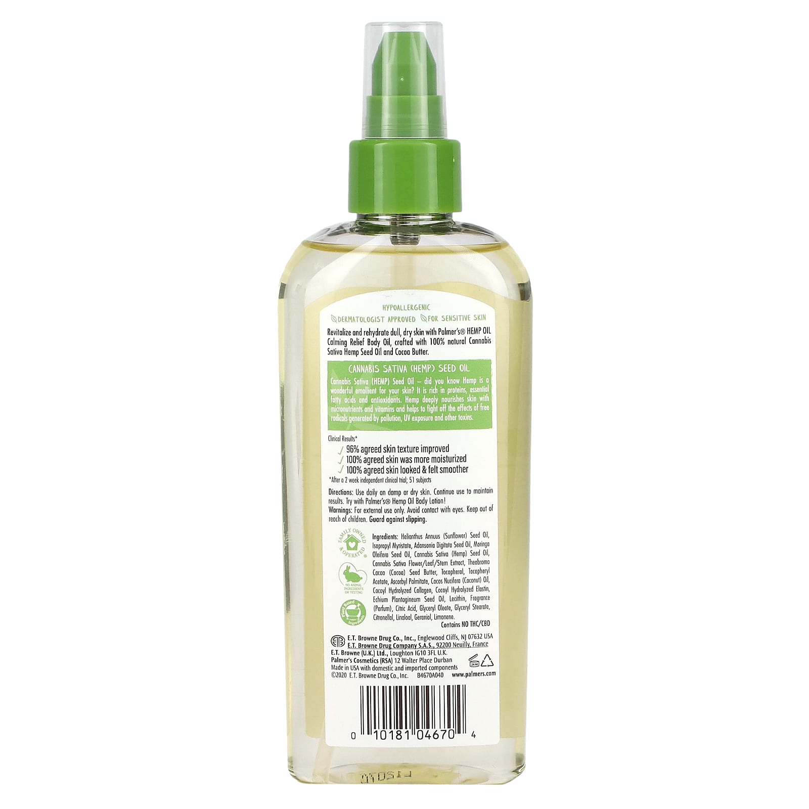 Palmer S Cocoa Butter Formula With Vitamin E Hemp Oil Calming Relief Body Oil 5 1 Fl Oz 150 Ml