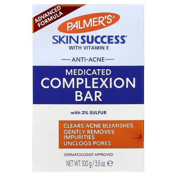 Palmer's, Skin Success® พร้อมวิตามิน E สบู่ก้อนรวมบำรุงผิวด้วยยารักษาสิว ขนาด 3.5 ออนซ์ (100 ก.)