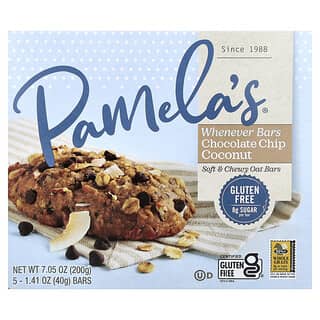 Pamela's Products, Barritas de avena, Everytime, Chips de chocolate y coco, 5 barritas, 40 g (1,41 oz) cada una