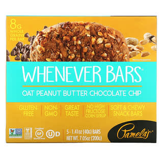 Pamela's Products, Whatever Bars, Oat Peanut Butter Chocolate Chip, 5 Bars,1.41 oz (40 g) Each