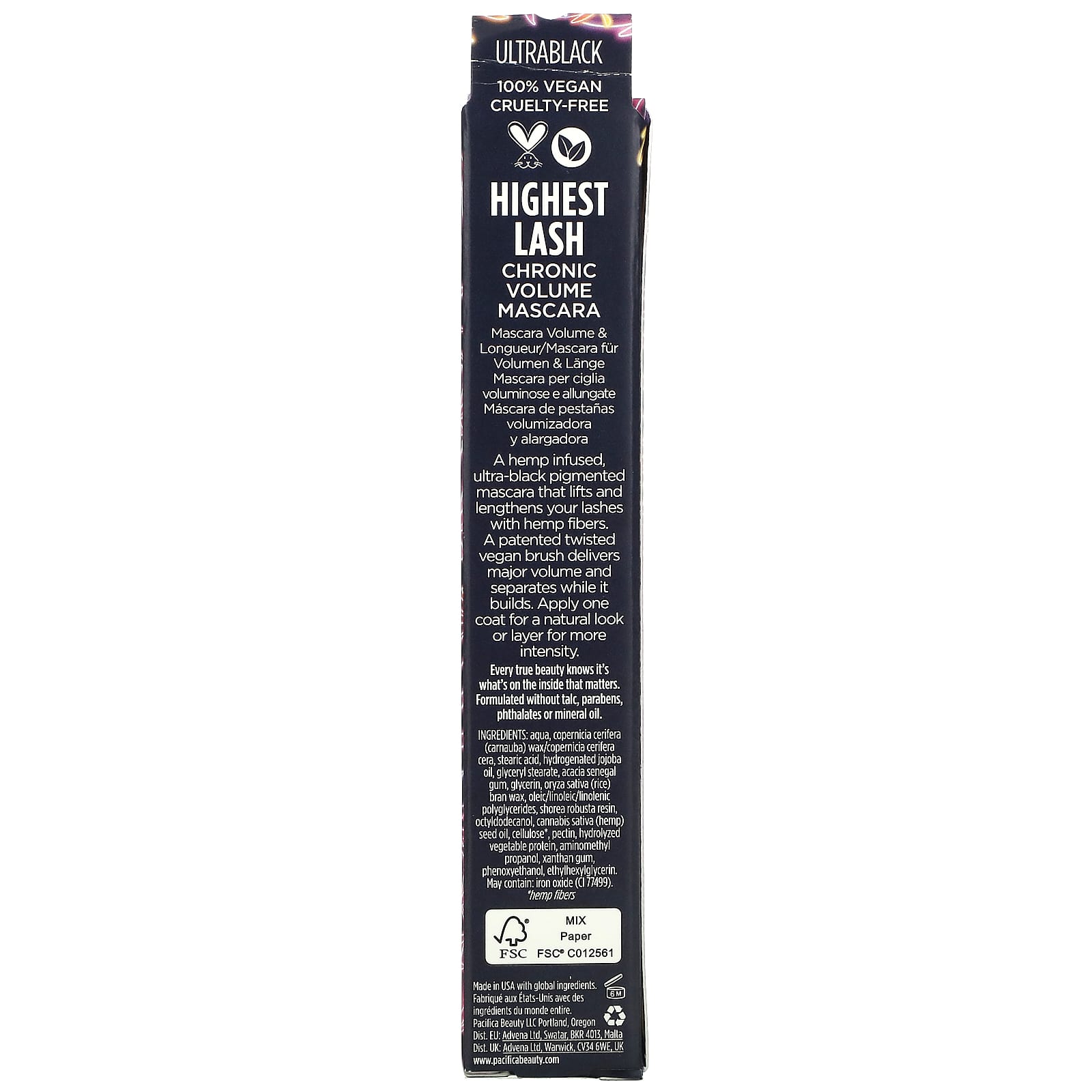 Pacifica, Pacifica, Highest Lash Chronic Volume Mascara, Ultra Black, 0