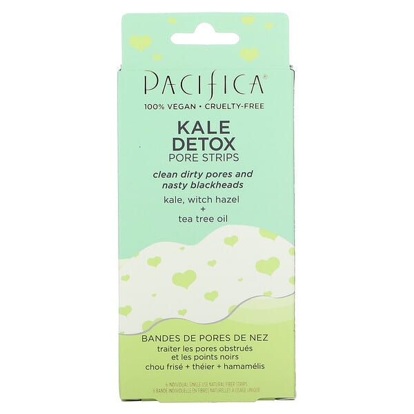 Pacifica, Kale Detox Pore Strips, 6 Individual Single Use Natural Fiber Strips