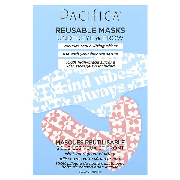Pacifica, Reusable Undereye & Brow Beauty Masks, 3 Masks