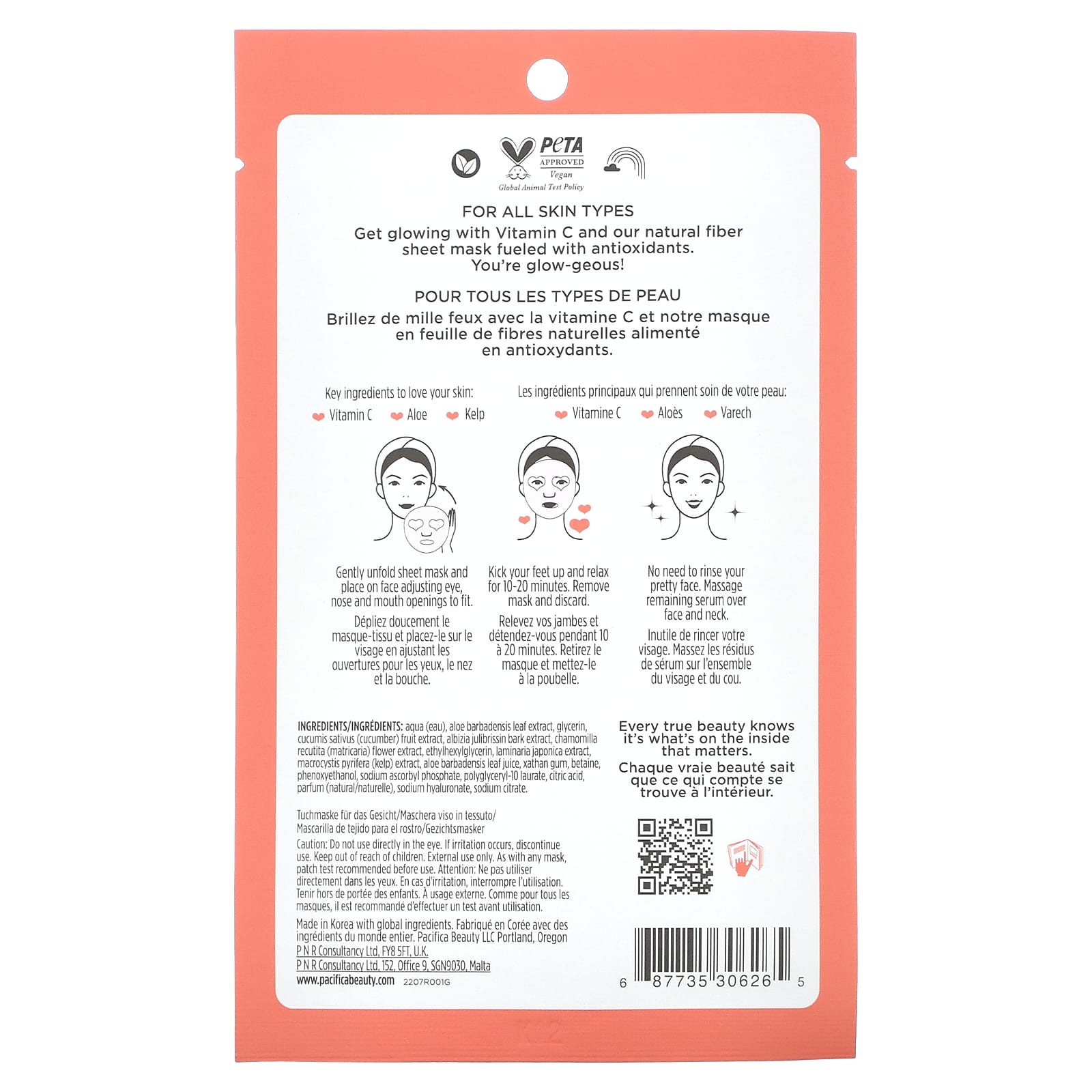 Pacifica, Glow Baby, Brightening Beauty Facial Mask, 1 Sheet Mask, 0.6 ...