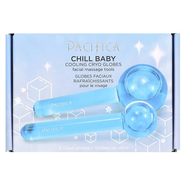 Pacifica, Chill Baby, 쿨링 크라이오 글로브, 유리 글로브 2개