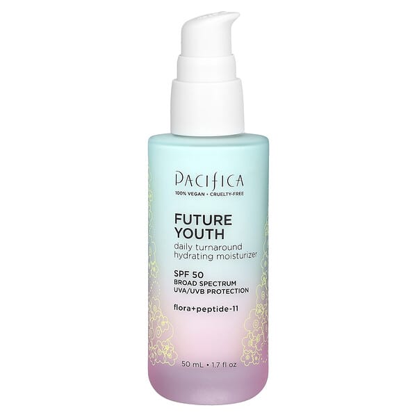 Pacifica, 퓨처 유스, 데일리 턴어라운드 하이드레이팅 모이스처라이저, SPF 50, 50ml(1.7fl oz)