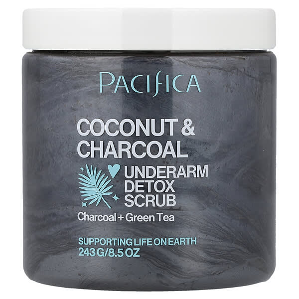 Pacifica, Nucă de cocos și cărbune, exfoliant detoxifiant pentru axile, 243 g