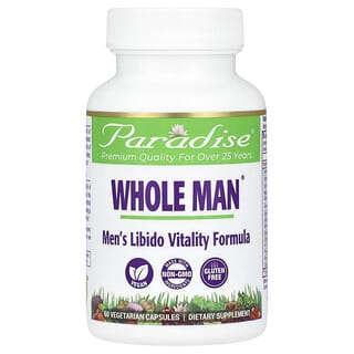Paradise Herbs, Whole Man, формула поддержания жизненной силы мужского либидо, 60 вегетарианских капсул