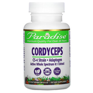 Paradise Herbs, кордицепс штамма CS-4, 60 вегетарианских капсул
