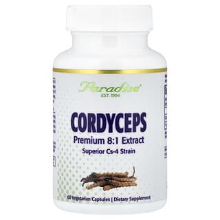 Paradise Herbs, Экстракт кордицепса, 60 вегетарианских капсул (400 мг на капсулу)