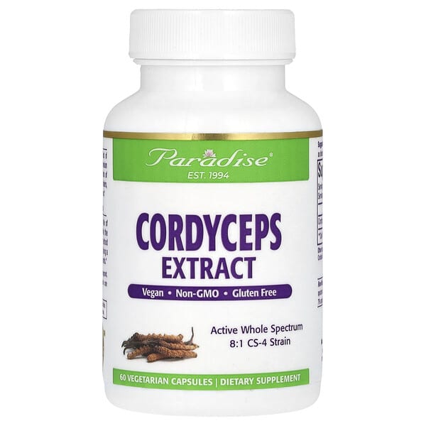 Paradise Herbs, Extrait de Cordyceps, 60 capsules végétariennes (400 mg par capsule)