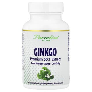 Paradise Herbs, Ginkgo, 120 mg, 60 cápsulas vegetales