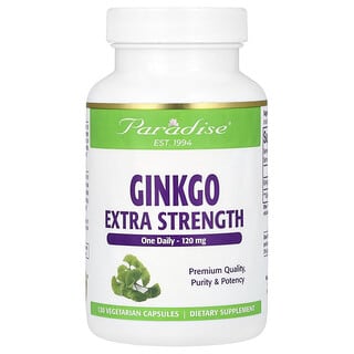 Paradise Herbs, Ginkgo, Extrapuissant, 120 mg, 120 capsules végétariennes