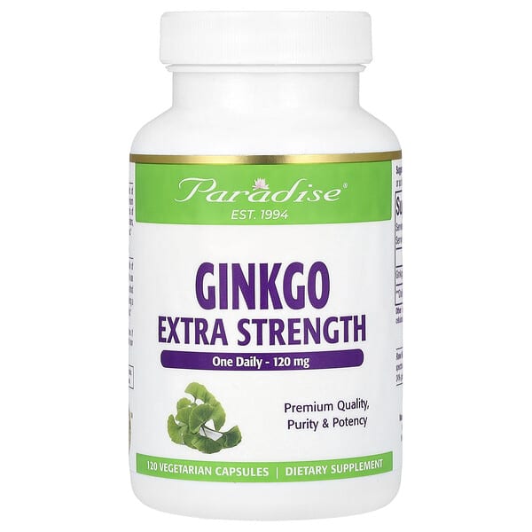 Paradise Herbs Ginkgo, 120 mg, 120 Vegetarian Capsules