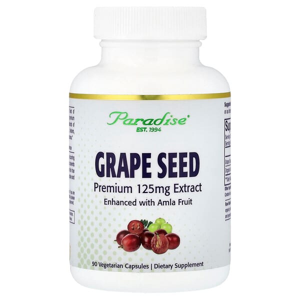 Paradise Herbs, Extracto de semilla de uva ActiVin con amla, 90 cápsulas vegetales