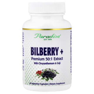 Paradise Herbs, Bilberry+ With Chrysanthemum & Goji, 60 Vegetarian Capsules