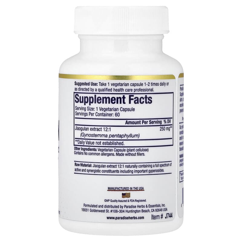 Jiaogulan, 60 Vegetarian Capsules (250 mg per Capsule)