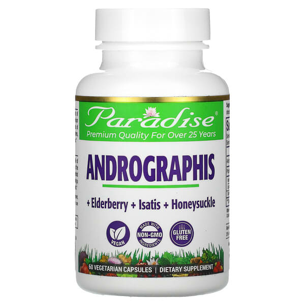 Paradise Herbs, Andrographis, 60 вегетарианских капсул