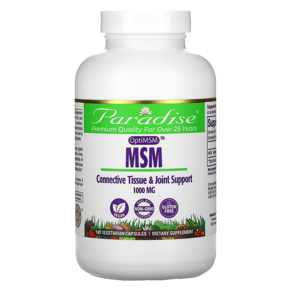 Paradise Herbs, MSM, 1000 mg, 180 cápsulas vegetales