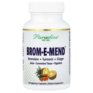 Paradise Herbs, бромелаин+, 60 вегетарианских капсул
