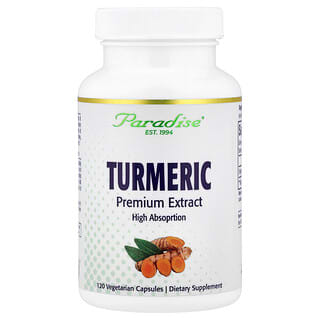 Paradise Herbs, Kurkuma Premium Extract, 120 vegetarische capsules (250 mg per capsule)