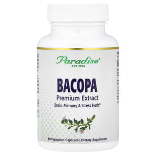Paradise Herbs, Bacopa, 60 capsule vegetariene (250 mg per capsulă)