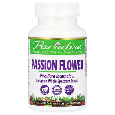 Paradise Herbs, Passionflower, 60 Vegetarian Capsules (250 mg each)